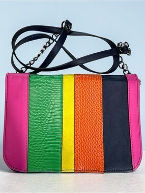 Circus by Sam Edelman Multicolor Crocodile Embossed Striped Crossbody Bag